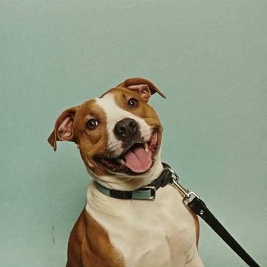 A dog sitting ready on its lead